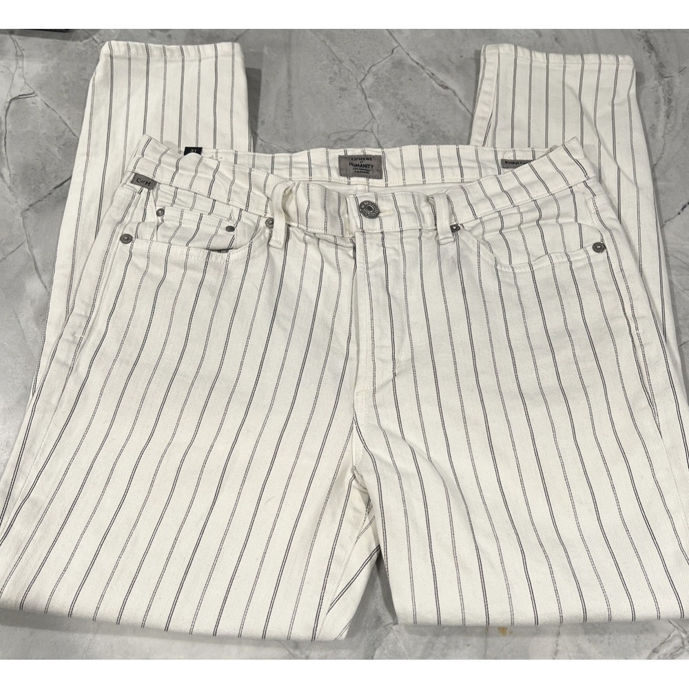 Citizen of Humanity Rocket Crop High Rise Skinny Jeans Womens Size 31 Striped